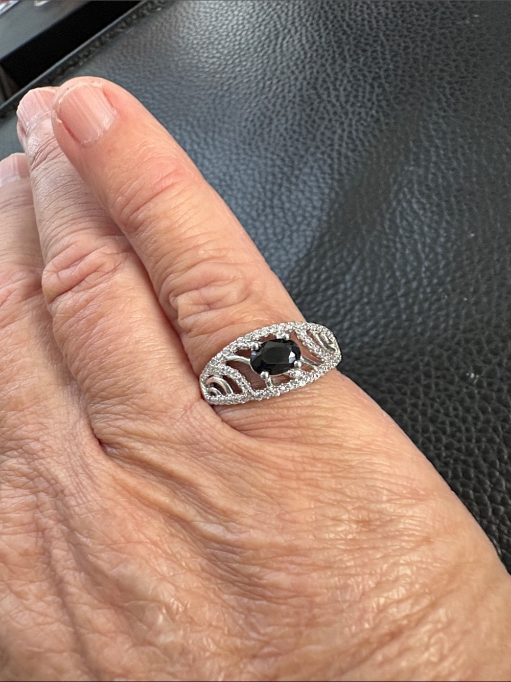 Silver Ring with Dark Garnet CZ Stones ( Brand New) - Picture 3 of 7